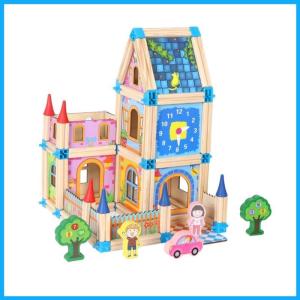 Childrens Building Blocks Wooden 3d Assembling Model House Educational Toys For Kids Diy