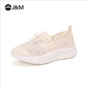 Joy&Mario Womens Slip-on Casual Thick-soled White Sneakers Breathable Mesh Upper shoes