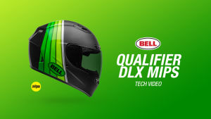 Bell Helmet Qualifier DLX MIPS (Illusion Matte/Gloss Black/Green) - Lightweight Polycarbonate/ABS Shell with Integrated Communication Port and Transitions Adaptive Shield