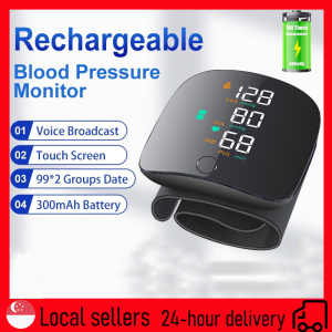 Medical Rechargeable Voice Wrist Blood Pressure Monitor LCD Digital Display Heart Rate Pulse Meter Measure High BP Blood Pressure