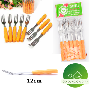 Set 10 Cái Nĩa ăn hoa quả bánh tráng miệng ăn nem chả có cán hình cây trúc Nĩa ăn cao cấp sang trọng NTR10 Anphacook