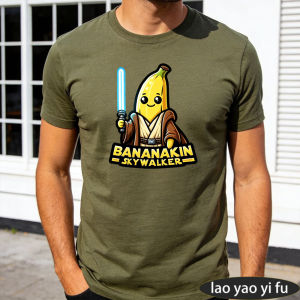 [Local Stock] HBESTY  Bananakin Skywalker Banana Jedi Lightsaber Cartoon Men Summer Cotton T Shirt Movie Parody Cute Character Graphic Tee