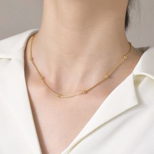 Dây chuyền titan nữ trơn mềm mại bi tròn cá tính không đen gỉ