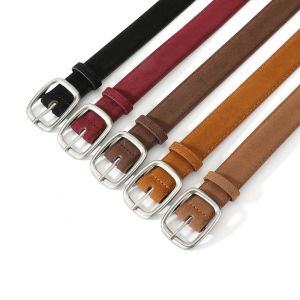 PYA94 Jeans Decor Suede Belt Square Buckle Maillard Pu Waistbands Elegant Width Trouser Decoration Dress Decoration
