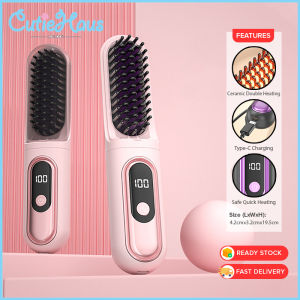 Cutiehaus Rechargeable Portable Wireless Hair Straightening Comb Fluffy And Constant Temperature Without Damaging Hair Sikat Meluruskan Rambut