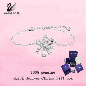 💎 Swarovski 💎 Womens fashion bracelet S925 sterling silver bow white diamond 5647581 Volta bracelet Valentines Day gift Birthday gift