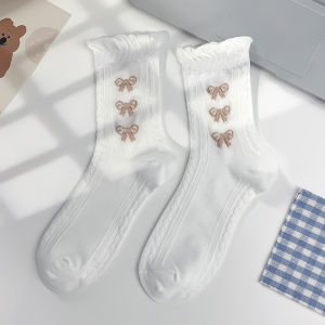 White Lace Socks For Women Medium Tube Sock Korean Stockings For Students