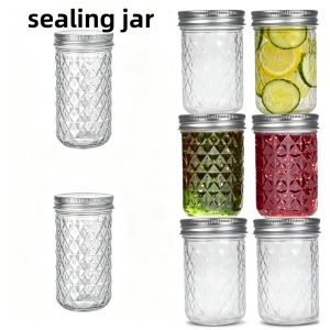 350ml Mason Jars with Lids Wide Mouth Glass Jars for Jams Salads Transparent Container Yogurt Drink Cup