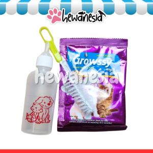 Paket Botol 60ml Dot + Sikat Untuk Hewan Kucing Kelinci Anjing bonus Susu GROWSSY growssi gratis