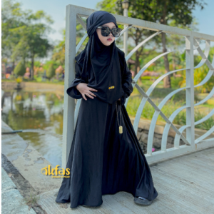 Setelan Gamis & Khimar Anak Akfas - Desain Modern Bahan Jersey Nyaman Warna Solid