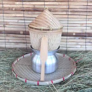 ชุดนึ่งข้าวเหนียว ประกอบด้วย หม้อเบอร์ 22/หวดเล็กรุ่นสองขอบ/ฝาปิด 10 นิ้ว/ไม้พาย ครบ 4 ชิ้น