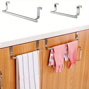 Over-the-Door Towel Rack – Stainless Steel Hanging Towel Bar | Space-Saving No-Drill Mounted Towel Holder for Rags Dishcloths & Hand Towels | Easy Installation Stylish Home Organization & Storage Solution Towel Rack for Bathroom