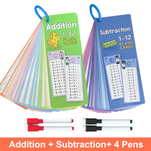 Dry Erase บัตรคำศัพท์ Quick Calculation Mathematic Practice Flash Card for Learning Addition Subtraction Add Subtract Math Flashcards Practicing Math Skill Reinforcing Calculation Techniques แฟลชการ์ด ชั้น ป.1 ป.2 ป.3  ﻿
