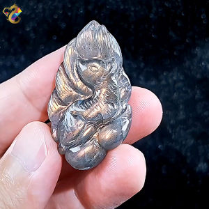 Collectors Grade Orangery Pink 9-Tailed Fox Labradorite Pendant