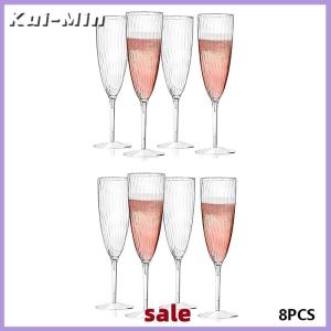 Kui-Min 1 8PCS Plastic Champagne Glasses Flutes Disposable Perfect for Wedding and Shower Party Supply Clear Cups Drinkware Gift