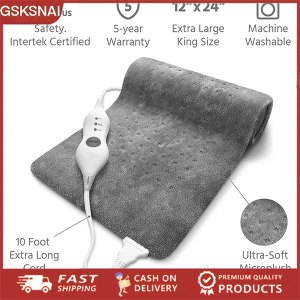 Extra Large Electric Heating Pad for Back Pain and Cramps Relief 12X24 Inch -Soft Heat for Moist & Dry Therapy