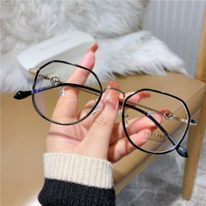 [0 ~ -600]Anti-Blue Light Myopia Glasses Women Polygon Metal Optical Frame Glasses Women Fashion Transparent Computer Eyeglass