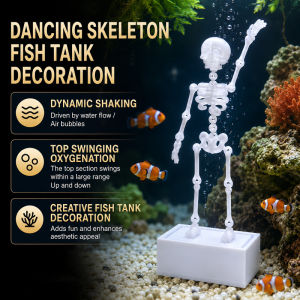 💀 Creative Fish Tank Skeleton Aquascape / Dancing Wobbling Disco / Air Oxygen Pump Decor For Aquarium / Unique Ornament / Fish Bowl Skull