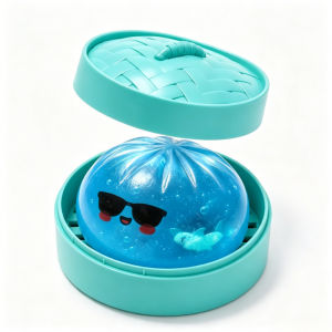 SKISOPGO Cute Glitter Steamed Bun Squeeze Toy High Stretch Fidget Toy Cartoon Squishy Stress Relief Squeezing Toy