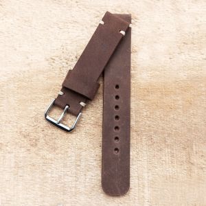 Tali kulit jam tangan crazy horse coklat Uk 18mm selapis Bergaransi