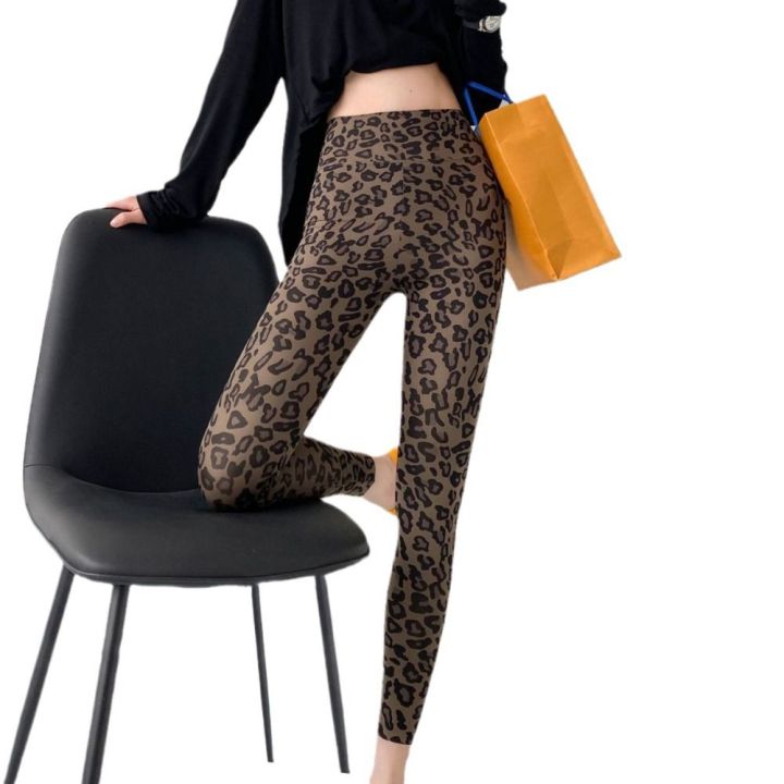 YOCKY High Waist Leopard Print Leggings High Elasticity Hip Lifting ...