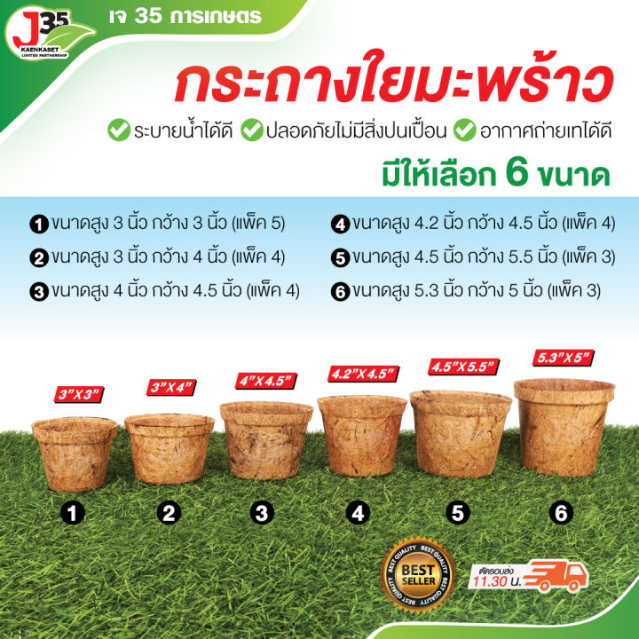 กระถางใยมะพร้าว ขนาด 3-5.5 นิ้ว ระบายน้ำดี