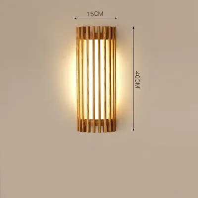 Japanese Style Wood Wall Sconce Natural Walnut Slatted Led Wall Light 3-Color Dimmable Vertical Accent Lighting For Bedroom Living Room Hallway Tea Room & Dining Room Decor