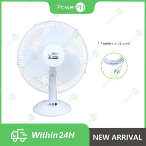 POWERPH 16 Inch White Electric Fan Combo Portable Desk Fan Stand Fan Set With Big Wind Rotatable Head And Iron Cover