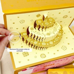 Q-1151 STORE Birthday Cake Red Envelope 6 Card Slots Illuminated Musical Red Envelope Cake Birthday Card Surprise Folding Gifts Lucky Money Red Envelope 3D