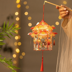 Reebo mid autumn festival lantern 中秋节灯笼diy PVC Mid-Autumn Festival Lantern Lightweight Portable Hanging LED Lantern Kids Gift Button Battery Operated DIY Craft Material Kit Spring Festival