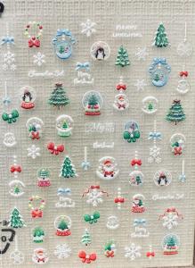 Christmas-Nail Art Spring Colorful Stickers 5D colorful embossed laser nail decals新款烫金5D炫彩浮雕镭射指甲贴花七彩镭射蝴蝶贴纸
