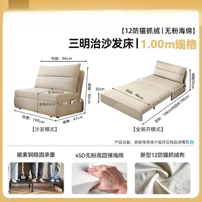 Pull-out Extendable Sofa Bed Foldable Double Sofa for Small Modern Living Room & Home Balcony Use