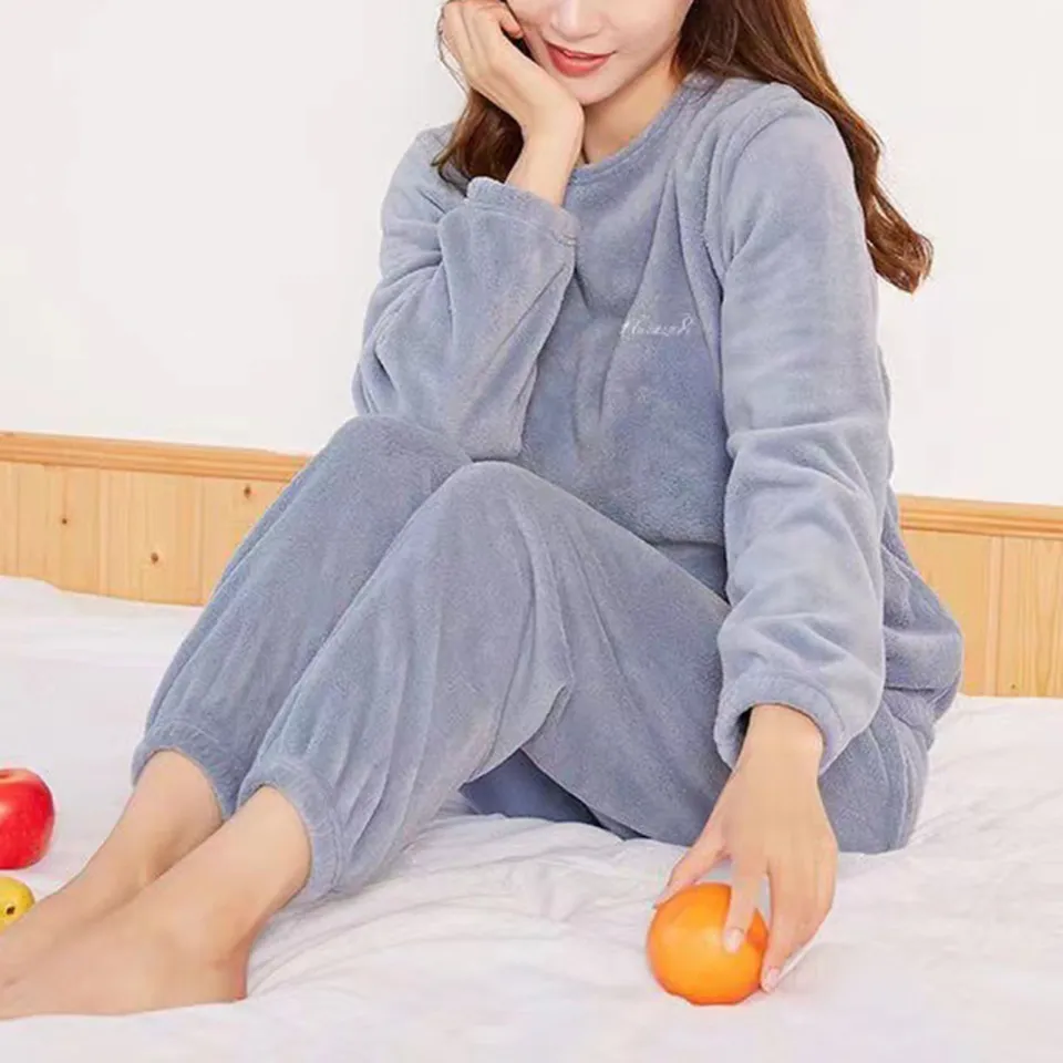 Bộ đồ ngủ nữ mùa thu đông xuân hè quần áo dài tay - Đồ mặc nhà nữ vải co  giãn mùa đông dáng Hàn Quốc dễ thương BĐN05 - Đồ mặc