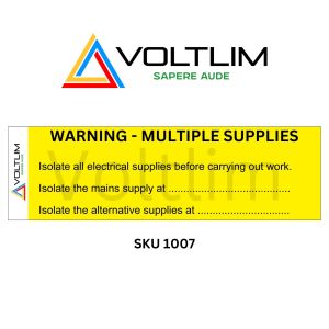 SS 638 Electrical Warning Notice Alternative Supplies Sign Label Sticker 155mm x 55mm Voltlim SKU 1007