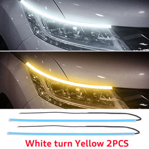 LED DRL Car Daytime Running Light Flexible Waterproof Strip Auto Headlights White Turn Signal Yellow Brake Flow Lights 12V