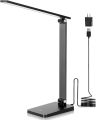 LED desk lamp for Home Office, 3 levels dimmable desk light with USB charging port, small study lamp, reading light for table, black, 5000K. 