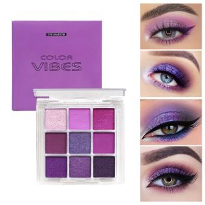 9-color Acrylic Eyeshadow Makeup Pallete Glitter Matte Eye Shadow Waterproof Long Lasting Shimmer Purple Blue Greeen Eyeshadow