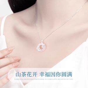AE New camellia pendant necklace for women light luxury imitation chalcedony pendant collarbone chain high-end factory