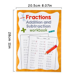 28 Pages Addition Subtraction Fraction Practice Workbook for Ages 5 to 8 1st and 2nd Grade Math Arithmetic Book Fractions Arithmetic Operations Fractions Learning Materials Fractions Mathematic Manipulatives for Elementary Homeschooling สมุดฝึกคิดเลข