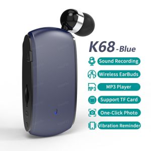 VAORLO Meeting Voice Recording Wireless Headphone 6 IN 1 Recorder/MP3 TF Card Play/One-Click Photo/Vibration Reminder Lavalier Business Sport With Mic Noice Cancelling Bluetooth 5.3 Earphone