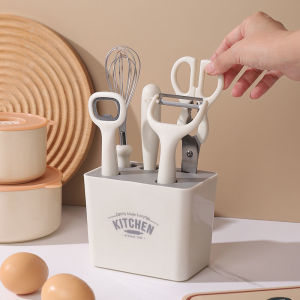 Stainless steel kitchen knife set 5PCS/6PCS fruit knife bread knife paring knife kitchen scissors kitchen knife whisk bottle opener with storage box cooking knife set for kitchen and catering utensils