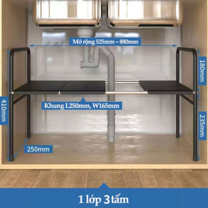 Kệ Gầm Bếp Để Xoong Nồi Chảo Dưới Gầm Bồn RửaKệ Để Đồ Nhà Bếp Bồn Rửa có thể thu vào