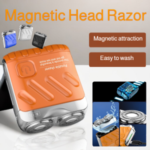 Mini Portable Razor Small Steel Washable Razor Floating Head Magneti🔥HOT🔥 Suspended magnetic blade razor Waterproof razor Mini electric razor Suspended magnetic blade head Washable portable razorc Electric Razor
