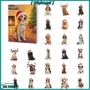 [miqiangzi] 2D Acrylic Puppy Pendant Christmas Ornaments Advent Calendar 24-Day Countdown Calendar Dog Charm For Christmas Tree Decoration