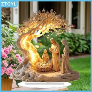 ZTOYL  2D Flat Acrylic Nativity  Birth Scene Ornament Tabletop Decoration Christmas Desk