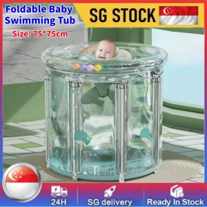Kid Swimming Bucket Household Inflatable Transparent Children Swimming Pool Thickened Folding Bath Bucket Baby Indoor Bathing