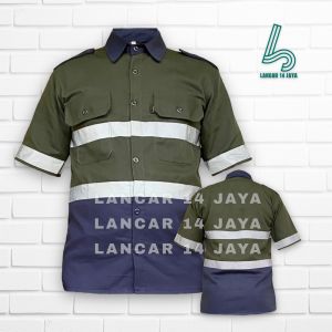 Kemeja Kombinasi 2 Pendek | Kemeja Safety | Atasan Safety | Atasan Kerja Mix | Atasan Proyek Murah