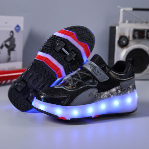 Heelys Four-Wheel Student Version Sneaker Double Row Cheap Skates Childrens Mens and Womens The Skating Shoes Flying Shoes with Wheels