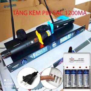 kèm pin sạc Micro Karaoke Không Dây shure ur 26d Cao Cấp Tự Dò Sóng Sạch Cảm Ứng Nhiệt Tự Ngắt Chống Hú Chống Rè Chất Liệu Kim Loại Bền Bỉ micro karaoke không dây