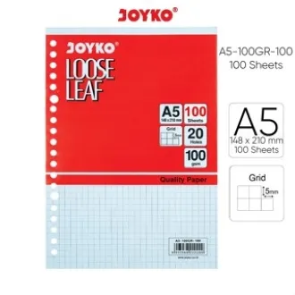 Flashee Kertas Binder Kotak Loose Leaf Grid Isi File A5 B5 Isi 100 Lembar Joyko